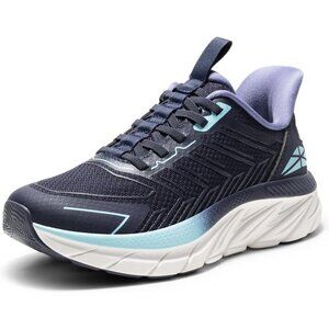 Women's Blue Black Walking Shoes Comfort Breathable Non-Slip Gym Sneakers